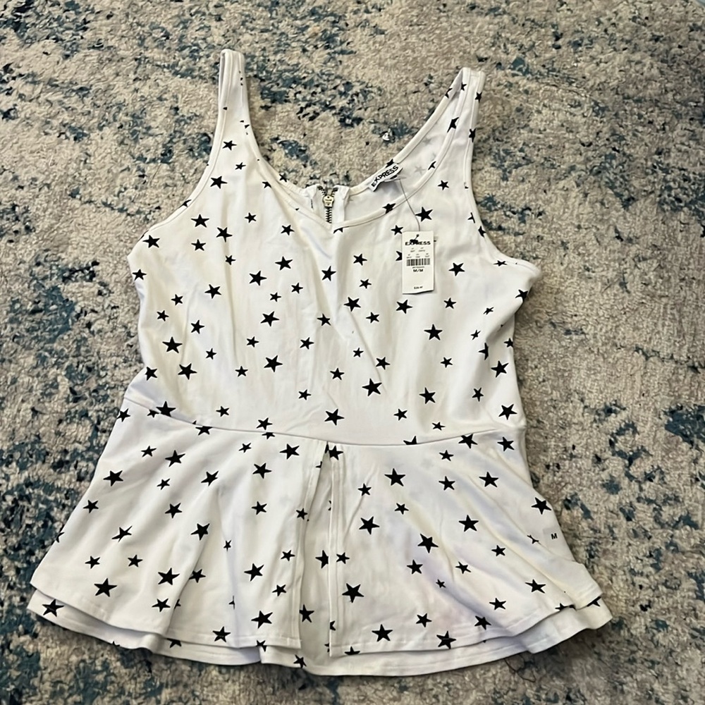 White peplum tank w zipper in back. Express size M. nWT